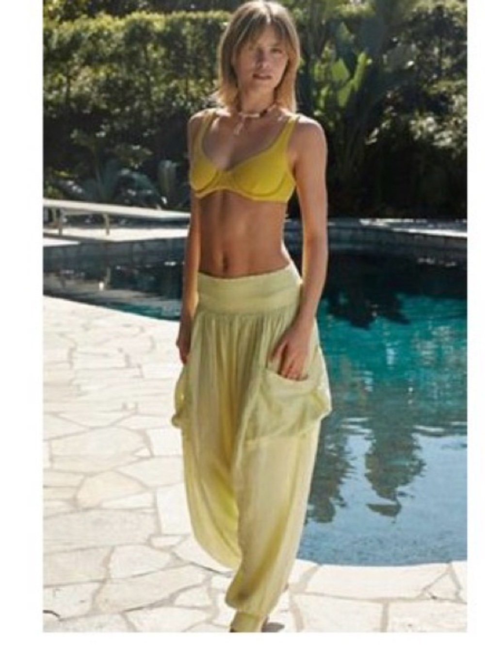 Free People Walk on Fire Harem Pants - Lime Glow - S